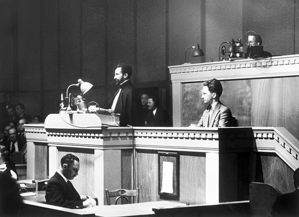 Haile Selassie ante la Sociedad de Naciones, Ginebra, 1936